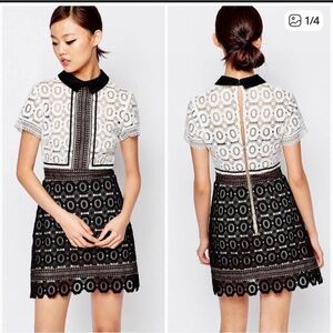 Self portrait- inspired dress collared mini lace XS